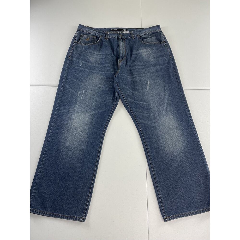 Rocawear Jeans Mens 40X30 Original Fit Wide Baggy Hip Hop Skater Blue Whiskered
